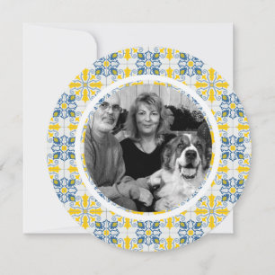 Portuguese tiles family photo frame Christmas card