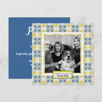 Portuguese tiles family photo frame Christmas card