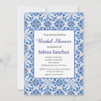 Portuguese tiles Floral Blue Bridal Shower 
