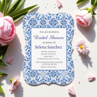 Portuguese tiles Floral Blue Bridal Shower
