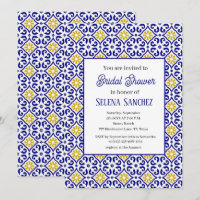 Portuguese tiles Floral Watercolor Bridal Shower 