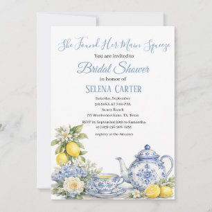 Portuguese tiles Floral Watercolor Bridal Shower Invitation