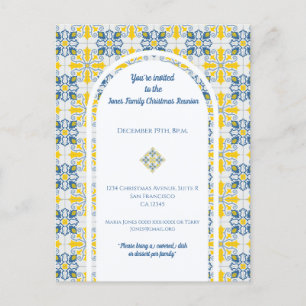 Portuguese tiles for family Christmas reunion Holiday Postcard