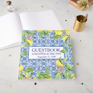 Portuguese tiles Lemon Destination Elegant Wedding Guest Book