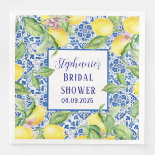 Portuguese Tiles Lemon Mediterranean Bridal shower Napkin