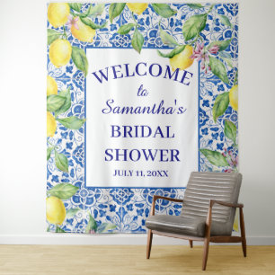 Portuguese tiles Lemon Mediterranean Bridal Shower Tapestry
