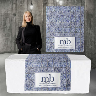 Portuguese Tiles Logo Business Table Runner Banner Tapestry