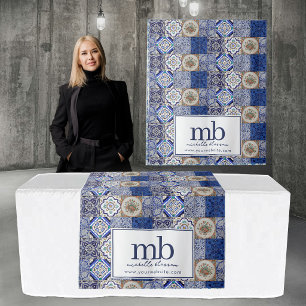 Portuguese Tiles Logo Business Table Runner Banner Tapestry