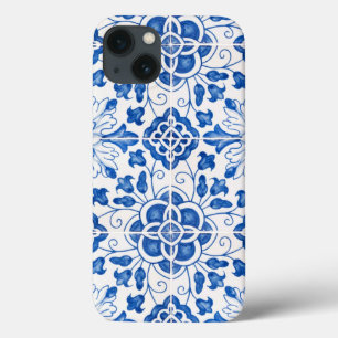 Portuguese Tiles Mediterranean Blue Floral iPhone 13 Case