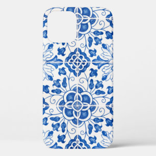 Portuguese Tiles Mediterranean Blue Floral iPhone 12 Case