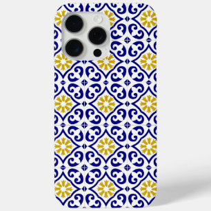 Portuguese Tiles Mediterranean Blue Floral iPhone 15 Pro Max Case