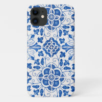 Portuguese Tiles Mediterranean Blue Floral