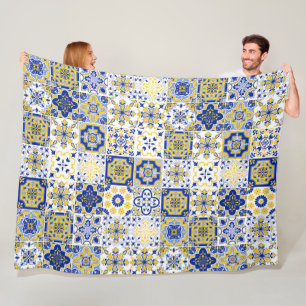 Portuguese Tiles Pattern  Fleece Blanket
