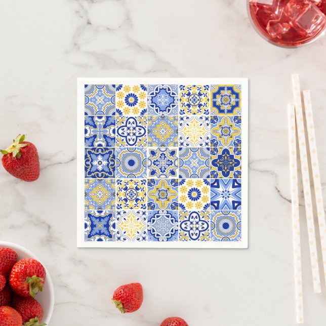 Portuguese Tiles Pattern  Napkin (Insitu)