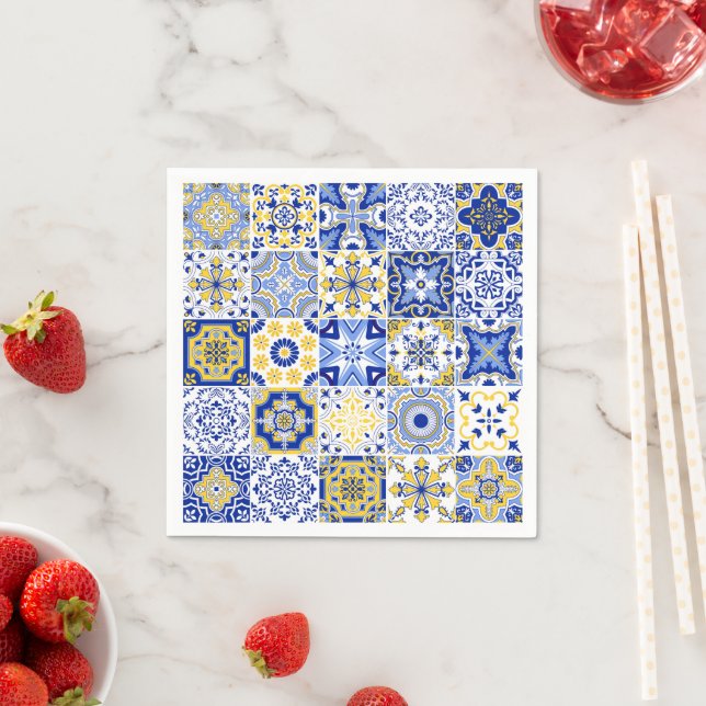 Portuguese Tiles Pattern  Napkin (Insitu)