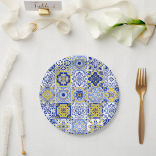 Portuguese Tiles Pattern  Paper Plate