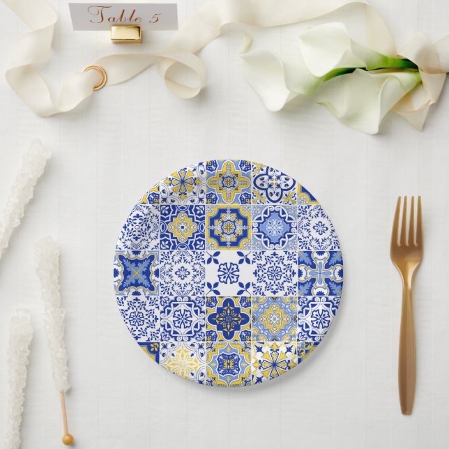Portuguese Tiles Pattern  Paper Plate (Wedding)