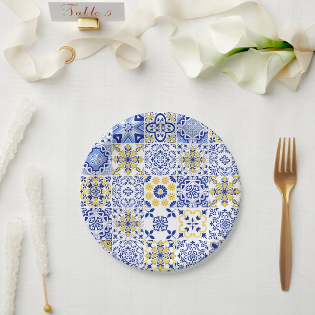 Portuguese Tiles Pattern  Paper Plate (Wedding)