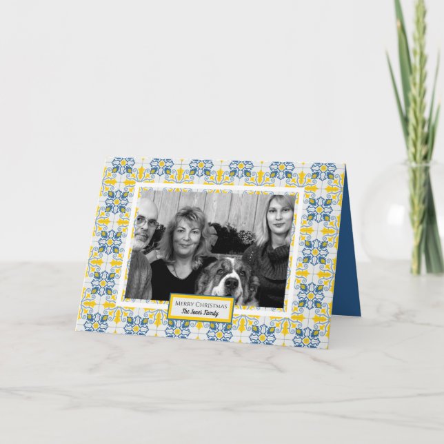 Portuguese Tiles Photo frame for family Christmas Card (Front)