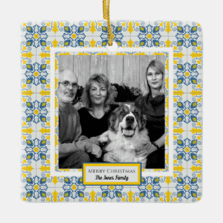 Portuguese Tiles Photo frame for family Christmas Ceramic Ornament