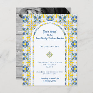 Portuguese Tiles Photo frame for family Christmas Holiday Postcard