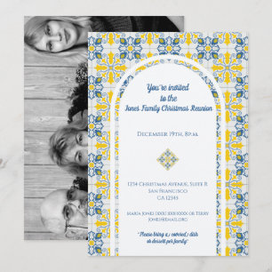 Portuguese Tiles Photo frame for family Christmas Invitation