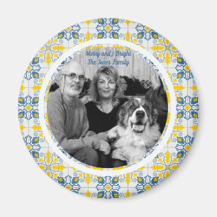 Portuguese Tiles Photo frame for family Christmas Magnet