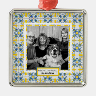 Portuguese Tiles Photo frame for family Christmas Metal Tree Decoration