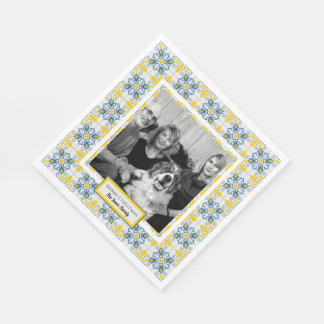 Portuguese Tiles Photo frame for family Christmas Napkin