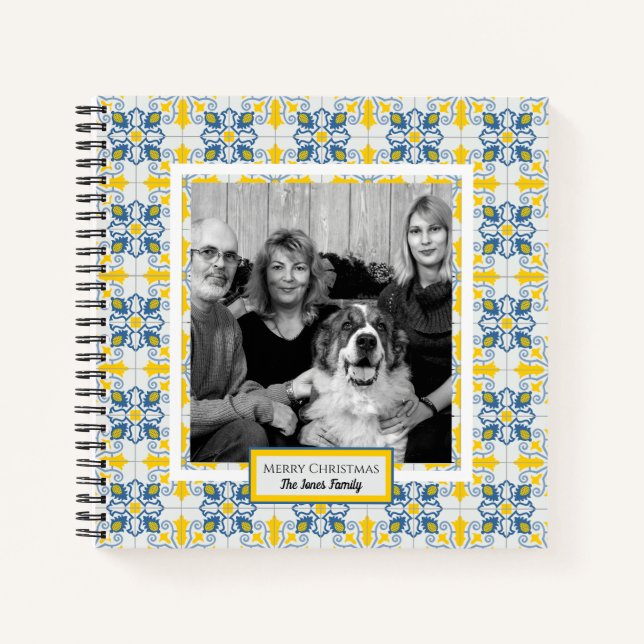 Portuguese Tiles Photo frame for family Christmas Notebook (Front)