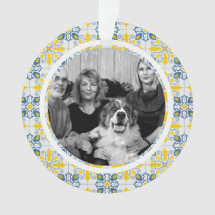 Portuguese Tiles Photo frame for family Christmas Ornament
