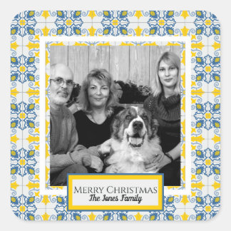 Portuguese Tiles Photo frame for family Christmas Square Sticker
