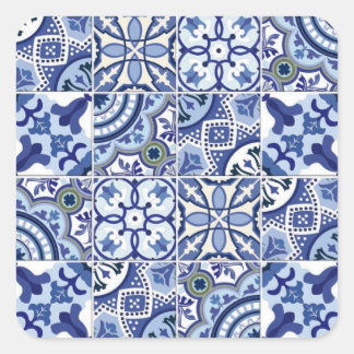 Portuguese tiles Square Stickers