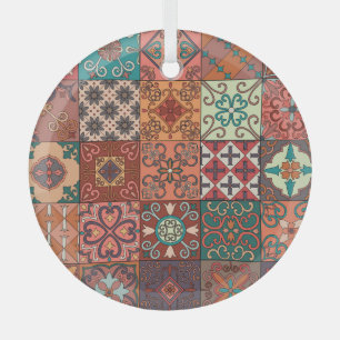 Portuguese Tiles: Talavera Style Azulejo. Glass Tree Decoration