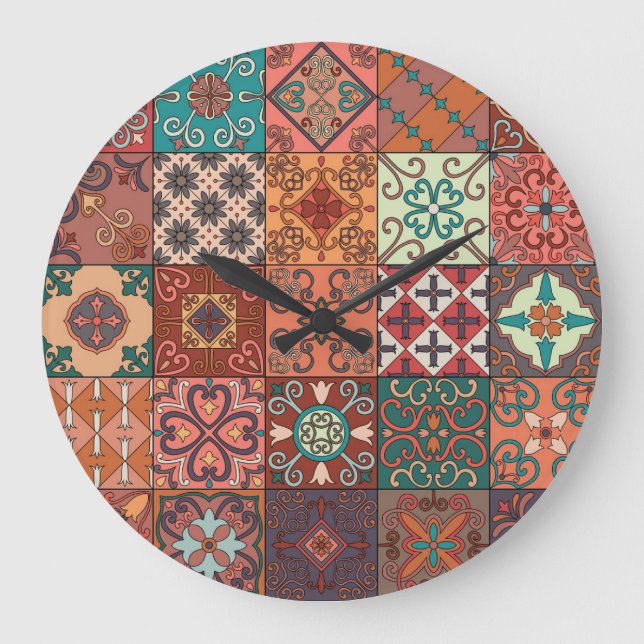 Portuguese Tiles: Talavera Style Azulejo. Large Clock (Front)