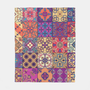 Portuguese Tiles Talavera Style Pattern Fleece Blanket