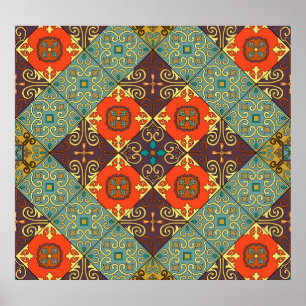 Portuguese Tiles Talavera Style Pattern Poster