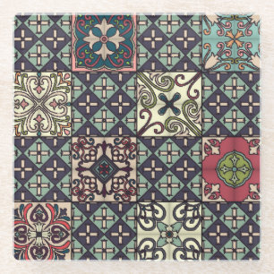 Portuguese Tiles: Talavera Style Seamless Glass Coaster