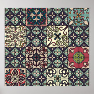 Portuguese Tiles: Talavera Style Seamless Poster