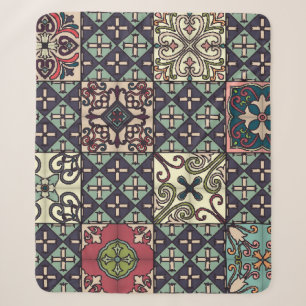 Portuguese Tiles: Talavera Style Seamless Sherpa Blanket