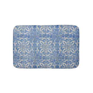 Portuguese Tiles Vintage Azulejos Blue White  Bath Mat