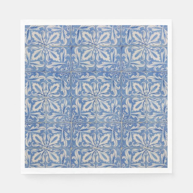 Portuguese Tiles Vintage Azulejos Blue White Napkin (Front)