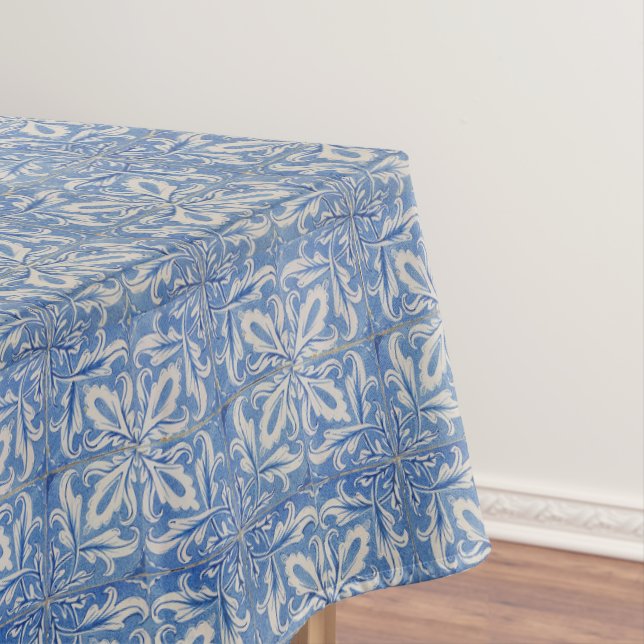 Portuguese Tiles Vintage Azulejos Blue White Tablecloth (In Situ)