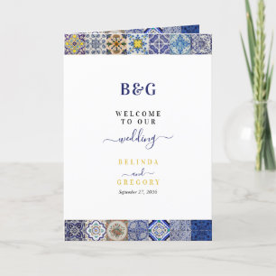 Portuguese Tiles Wedding Order of Service Programme
