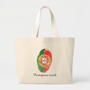 Portuguese touch fingerprint flag large tote bag