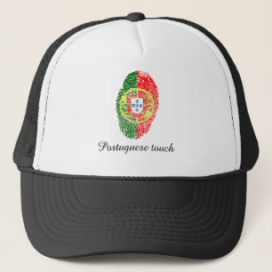 Portuguese touch fingerprint flag trucker hat