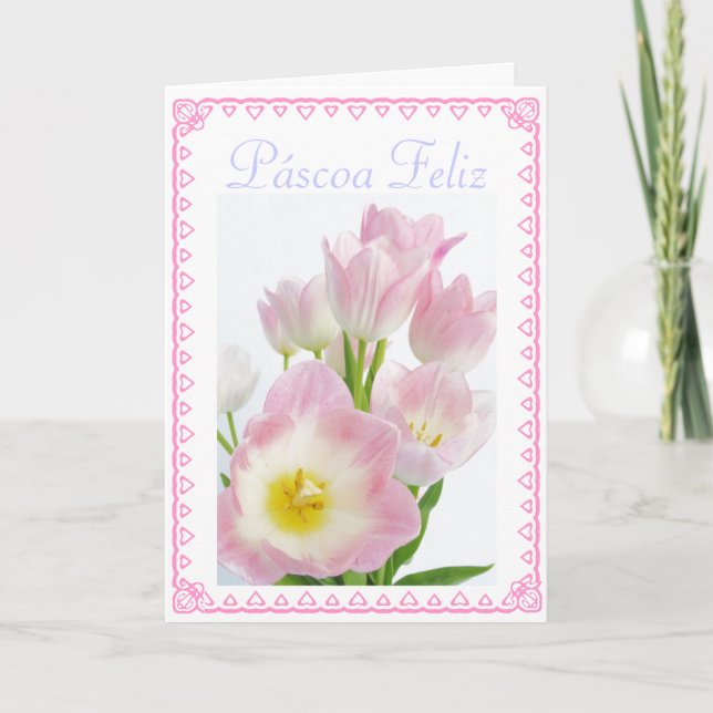 Portuguese: Tulipas / Páscoa Holiday Card (Front)