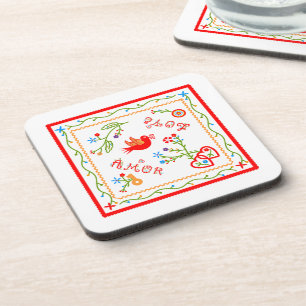 Portuguese valentine's love handkerchiefs coaster