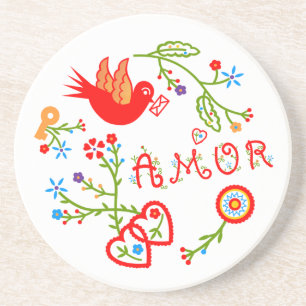 Portuguese valentine's love handkerchiefs coaster