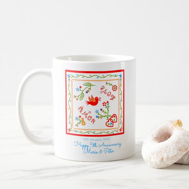 Portuguese valentine's love handkerchiefs  coffee mug (With Donut)